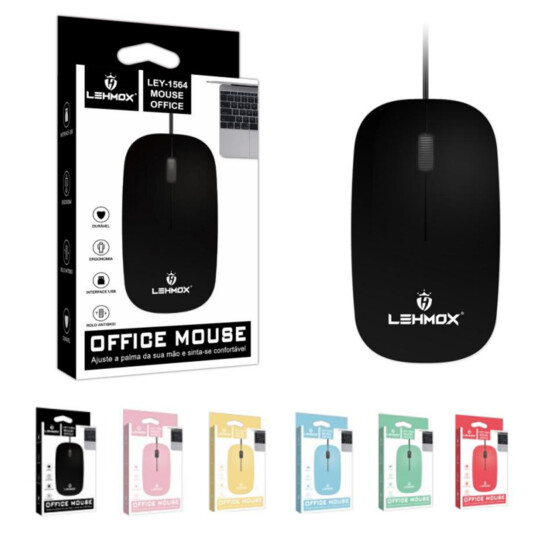 Mouse com fio USB Colorido LEHMOX - LEY-1564