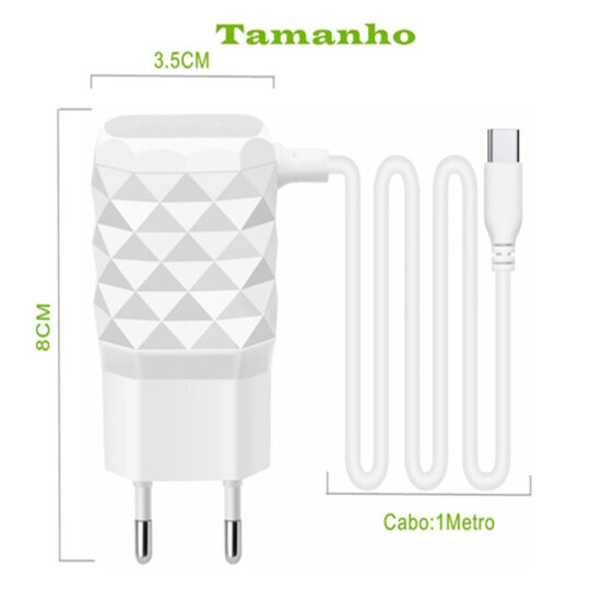 Carregador de Celular Smart com Cabo Type-C e Selo Anatel VERDE - CDQ-ZS11-TC