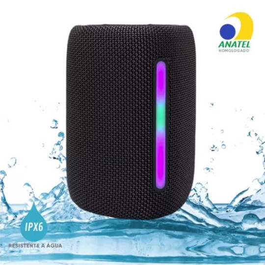 Caixa de Som Bluetooth 8W Portátil Resistente a Água IPX6 Preta Kimaster - K500P