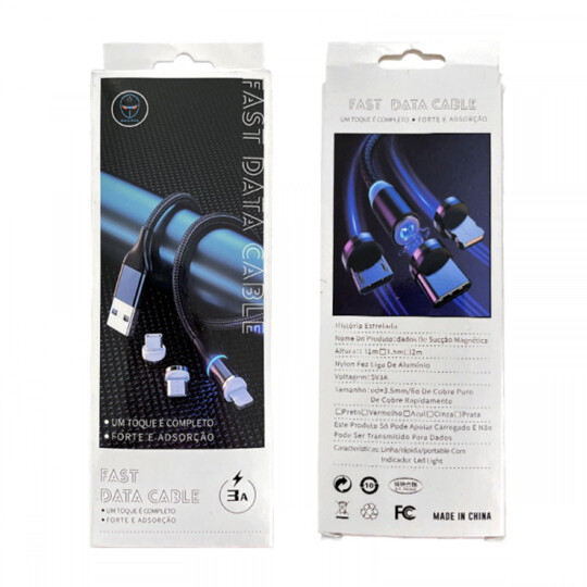 Cabo 3 em 1 Magnético para Celular V8 / Type-C / Lightning 2.4A com 1 Metro - 17557-15 Reling