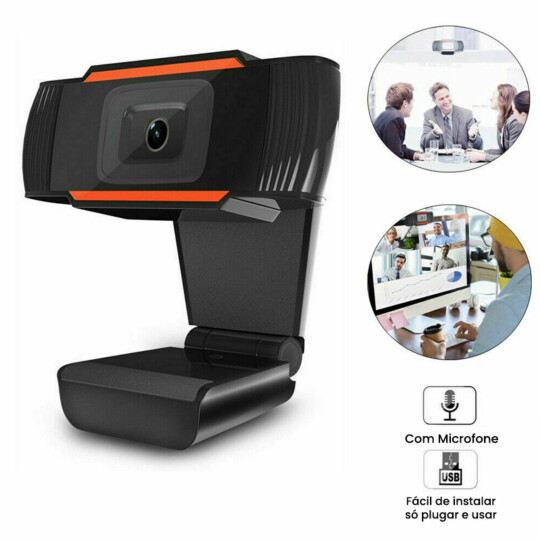 Webcam USB Câmera com Microfone 640x480p para Chamadas de vídeo e Lives - DLJ-1 Reling
