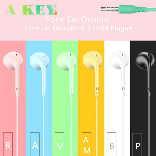 Fone de Ouvido Com Microfone P2 3,5mm Extra Bass Macaron Verde - EJ-V28