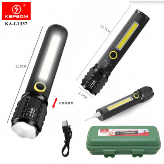 Mini Lanterna LED Recarregável com Luz Lateral KAPBOM - KA-L1337