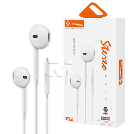 Fone de Ouvido Auricular com Microfone e Controle de Volume PMCELL - FO-15