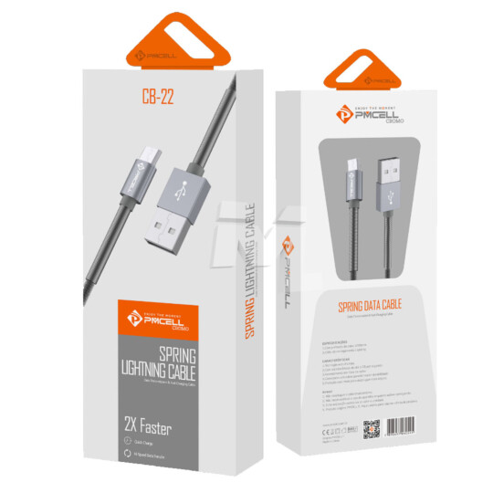 Cabo V8 para Celular Cromo 897 Trançado 1 metro PMCELL - CB-22 MICRO