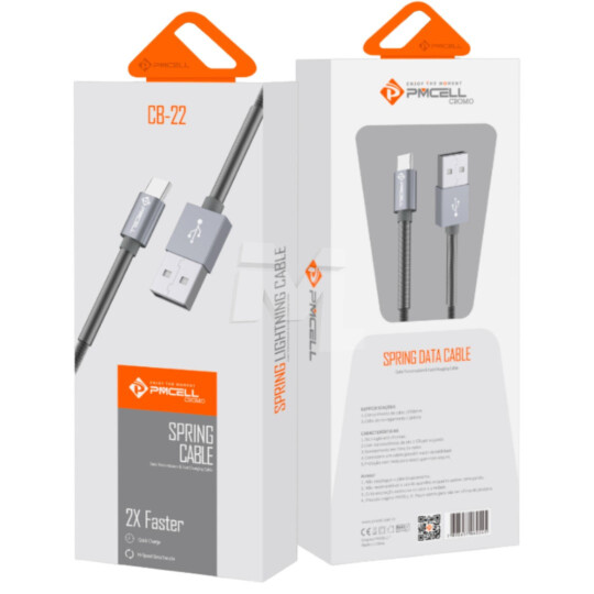 Cabo Type-C para Celular Cromo 897 Trançado 1 metro PMCELL - CB-22 TYPE