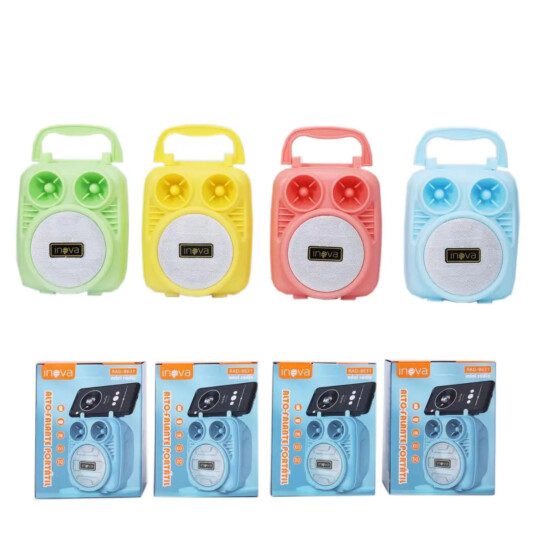 Caixa de Som Bluetooth Portátil Colorida INOVA - KV-88631 MKL