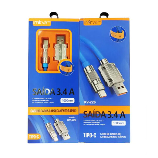Cabo Type-C 3.4A com 1 Metro INOVA - KV-226