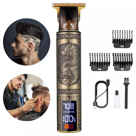 Máquina Cortador Cabelo e Barba Recarregável USB com Display LCD INOVA - KV-132