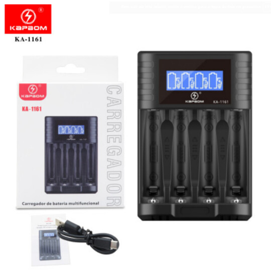 Carregador de Pilhas AA/AAA com Display LCD 4 Pilhas KAPBOM - KA-1161