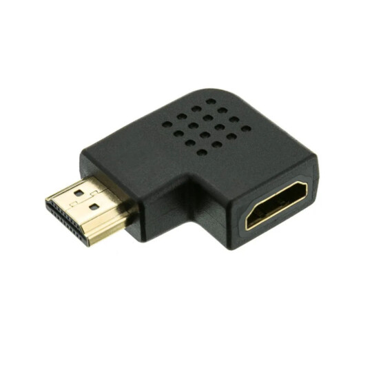 Adaptador de Vídeo Emenda HDMI em L à Esquerda Banhado de Ouro - 03124