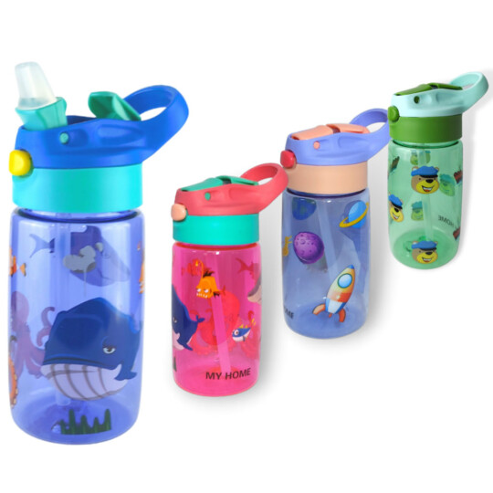 Garrafa Infantil de Plástico com Tampa 450ml TOP ÚTIL - TOP0073