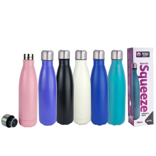 Garrafa Térmica Squeeze 500ml em Aço Inox TOP ÚTIL - TOP0048