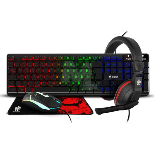 Combo Gamer Teclado + Mouse+ Fone+ Mousepad EVOLUT - EG54