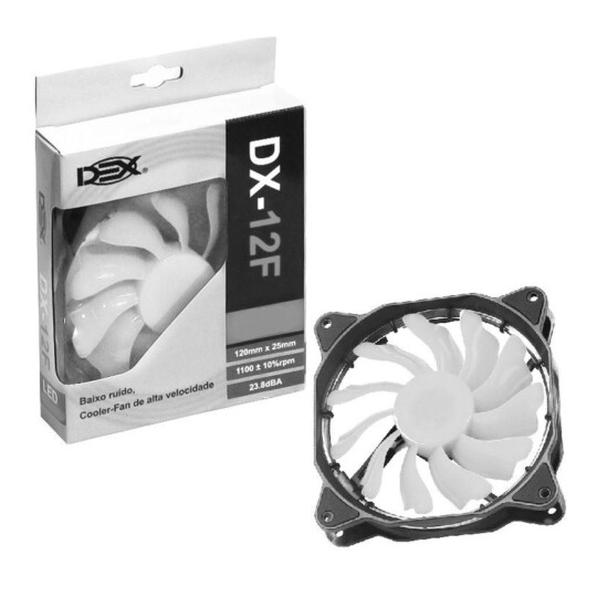 Cooler Fan 120mm para Gabinete com Led Branco Dex - DX-12F BRANCO