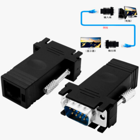 Par Extensores de Cabo VGA via RJ45 até 30 Metros - VGA MACHO X RJ45 Fêmea - KA-1121