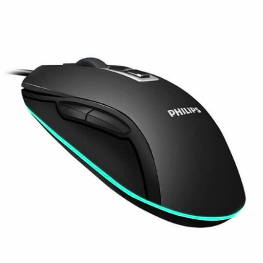 Mouse Óptico Gamer com Fio USB PC Luz LED 6400 DPI Philips - SPK9212B
