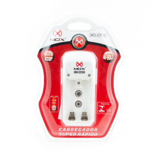 Carregador De Pilhas Baterias Bivolt Auto Stop Mox - MO-CP30