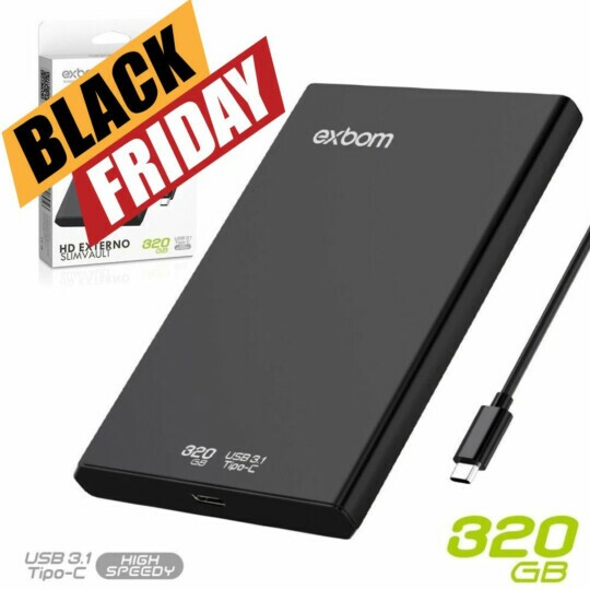 HD Externo 320GB 2.5 Pol. Interface USB-C Exbom - HDE-S3GA