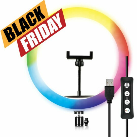 Ring Light RGB Profissional 12" Led Com Cabeça Giratoria - OR-PL12R