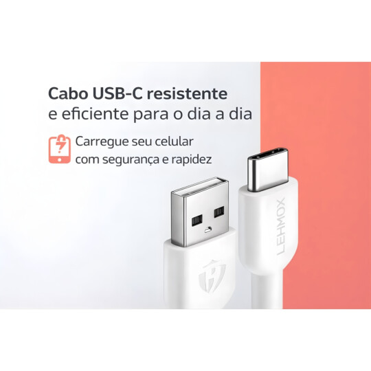 Cabo Carregamento Rápido Turbo Usb-C 3a 1 Metro Branco