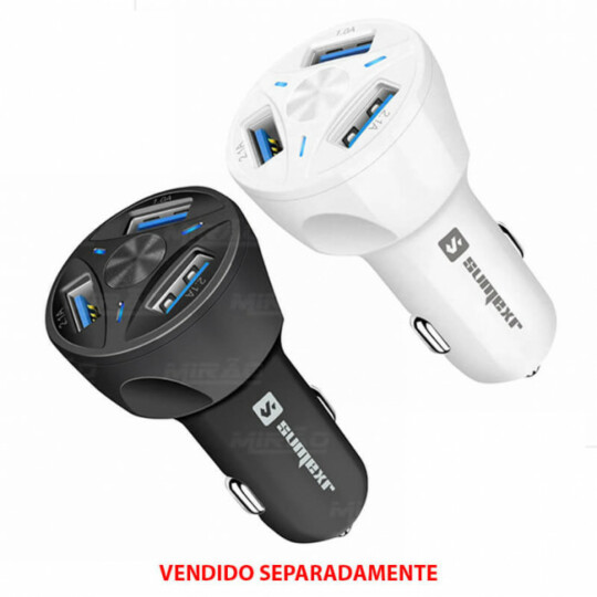 Carregador Veicular Turbo com 3 Entradas USB e Cabo para iOS SUMEXR - SX-C6-I6