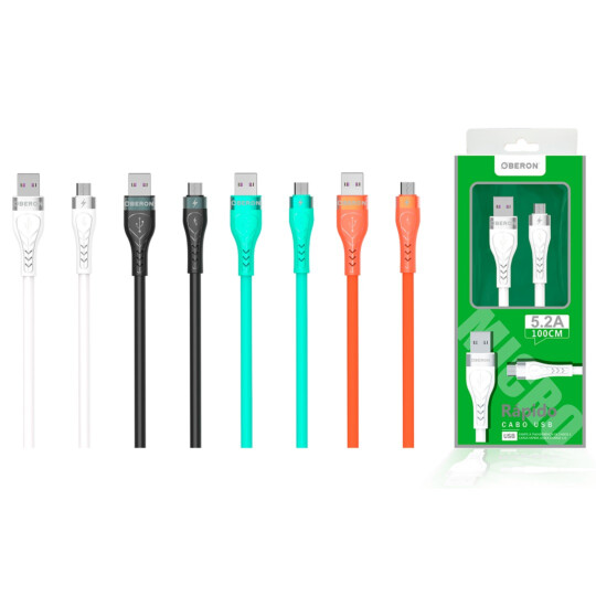 Cabo Carregador V8 x USB 2 Metros para Celular OBERON - OR-CO01/M2
