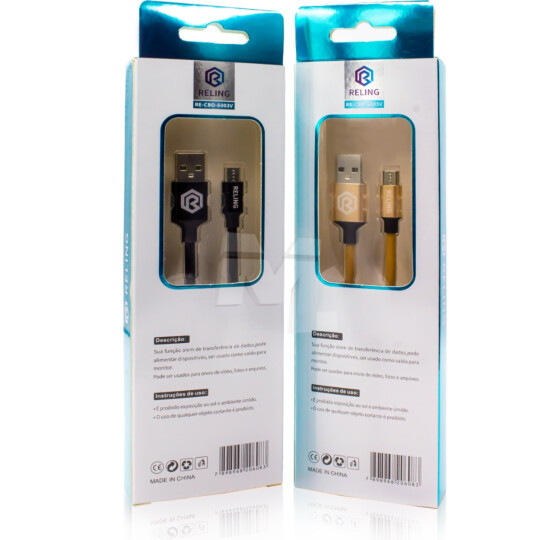 Cabo V8 para Celular 2.4A com 1 Metro RELING - RE-CBO-6003-V Reling