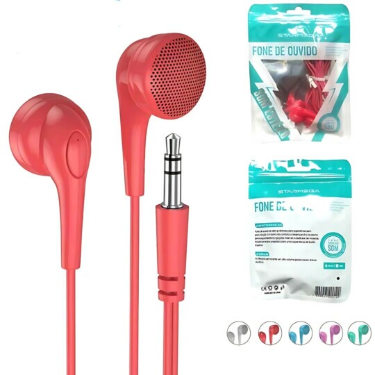 Fone de Ouvido Stereo Intra-Auricular Vermelho ST-2003