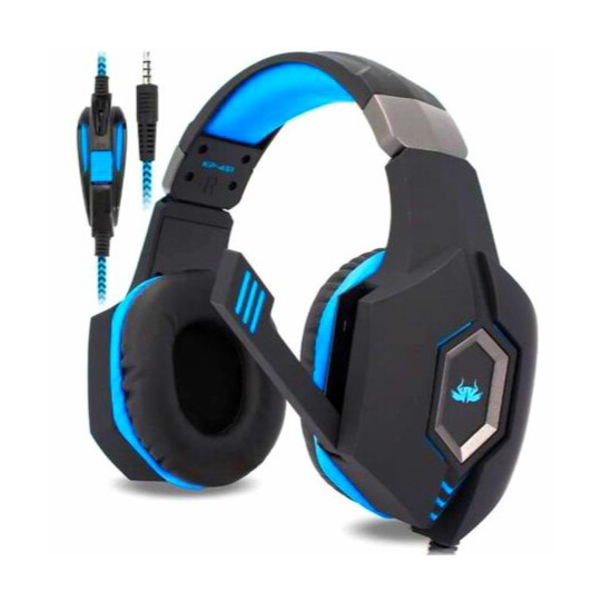 Fone De Ouvido Headset Gamer P2 3.5mm Preto E Azul KNUP - KP-451