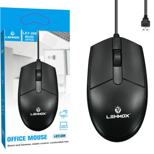 Mouse com Fio Usb Básico 3 Botões Preto - LEY-208