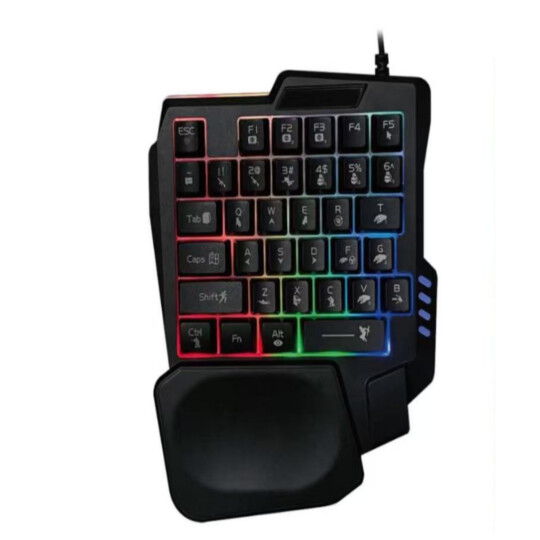 Teclado Gamer Single Hand Com Led RGB Cabo 1,5m Lehmox - LEY-2117