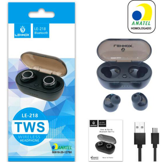 Fone de Ouvido Bluetooth TWS Wireless Headphone Lehmox- LE-218