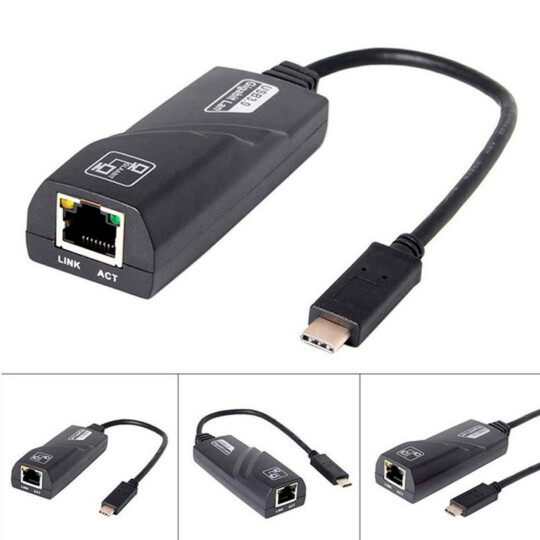 Cabo Adaptador De Rede RJ45 10/100 mbps Saída Type C Knup - KP-AD102