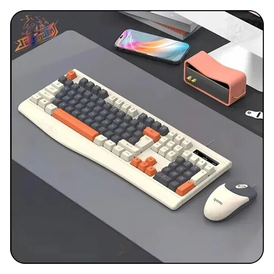 Kit Teclado E Mouse Com Fio Colorido Retrô Lehmox - LEY-2273