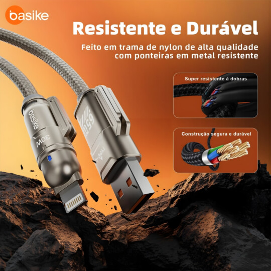 Cabo Rápido Usb Tipo- C E Lightning Nylon 4 Em 1 - 1.2 M