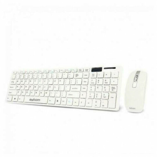 Teclado e Mouse Sem Fio 2.4ghz Branco Exbom - BK-S1000