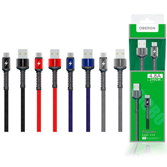 Cabo Carregador V8 x USB 2 Metros para Celular OBERON - OR-CO04/M2