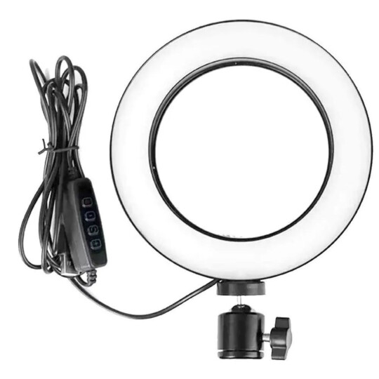 Ring Light Sem Tripé Iluminador Led Usb 6.5 Polegadas - KP-PL17