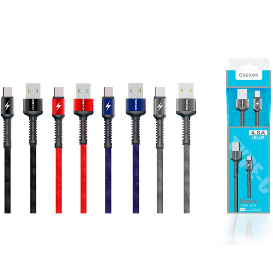 Cabo Carregador Type-C x USB 2 Metros para Celular OBERON - OR-CO04/C2