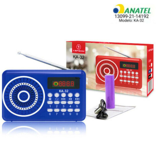 Caixa de som Bluetooth Rádio Portátil FM com Display - KA-32
