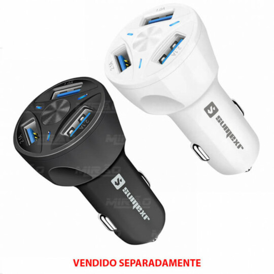 Carregador Veicular Turbo com 3 Entradas USB e Cabo para V8 SUMEXR - SX-C6-V8