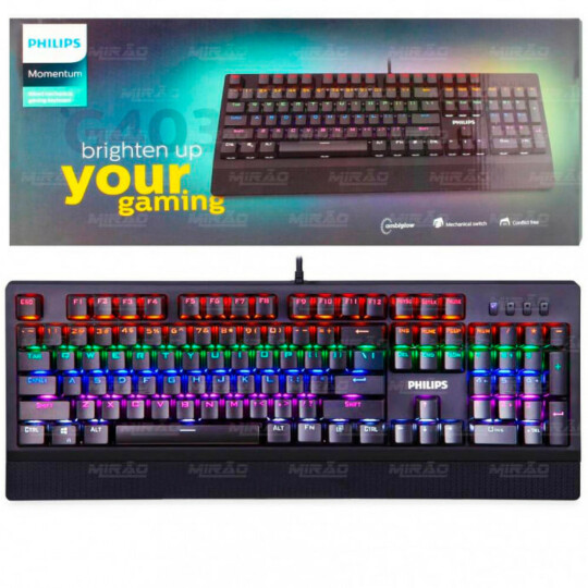 Teclado Mecânico Gamer USB LED RGB Luminoso PHILIPS - G403 / SPK8403