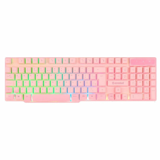 Combo Gamer Kit Teclado + Mouse + Headset Rosa com Led Rainbow EVOLUT - EG53