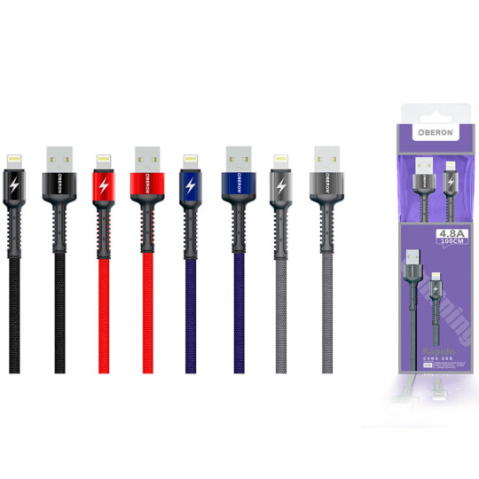 Cabo Carregador Lightning IOS x USB 2 Metros para Celular OBERON - OR-CO04/L2