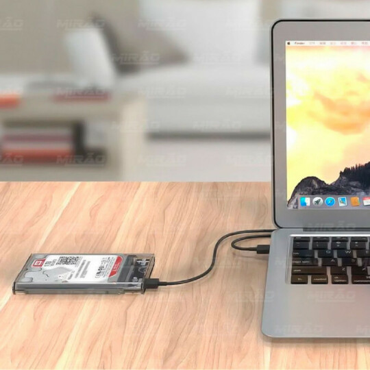 Case Para HD Externo Transparente USB 3.0 Transmissão 6Gbps Sata 2.5" HD ou SSD Exbom - ECASE-300