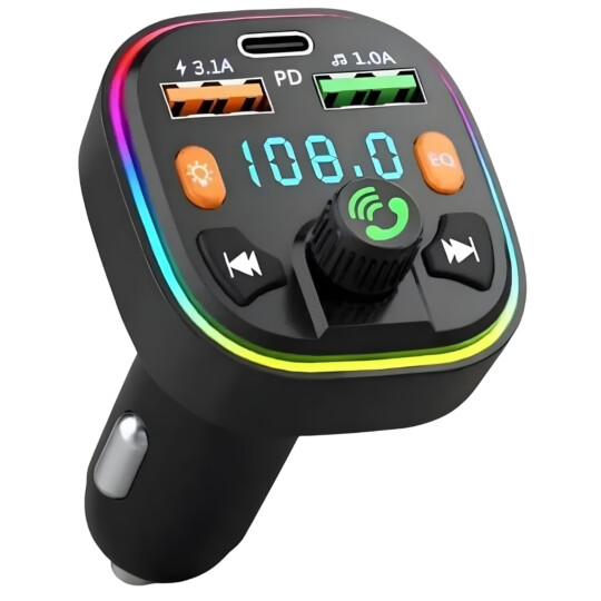 Carregador Rápido Com Transmissor Bluetooth Fm Para Veículos