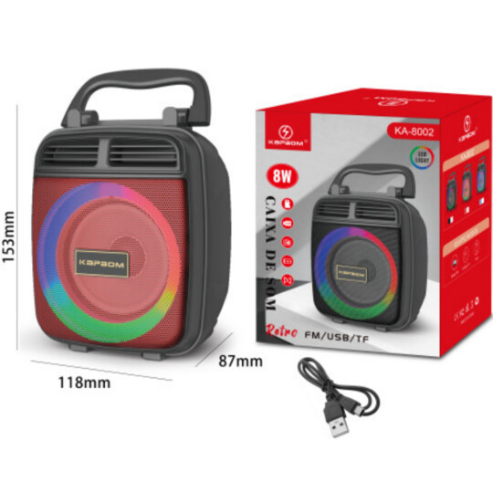 Caixa De Som Bluetooth Portátil Usb/TF/FM - KA-8002