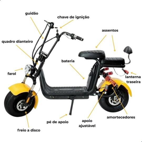 Bicicleta Scooter Elétrica 2 Lugares 1.000W 32Km/h Starmega ST-393