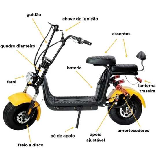 Bicicleta Bike Scooter Elétrica 3niveis 32km 1000w 2 Lugares ST-370